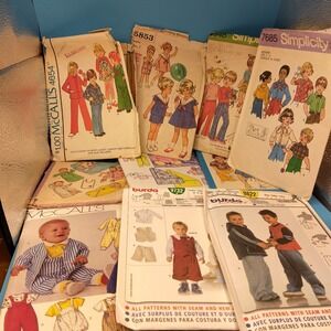 Vintage Sewing Pattern Lot McCalls Simplicity Burda Baby Toddler Kids Clothing